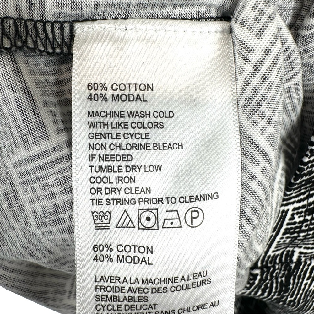 Tommy Bahama Geo Cotton Modal Wrap Waist Knit‎ Shirt Black White Office - Picture 7 of 9